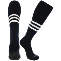 TCK Made in USA Dugout Series Classic 3-Stripe Baseball Socks Black-White